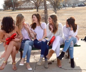 sorority girls laughing on valentines day