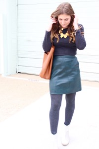 leather green skirt from zara