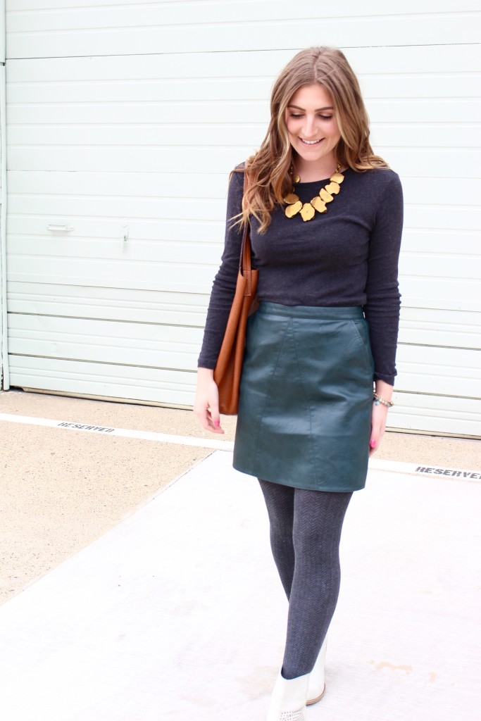 Green Leather Skirt | Zara Fashion | Audrey Madison Stowe