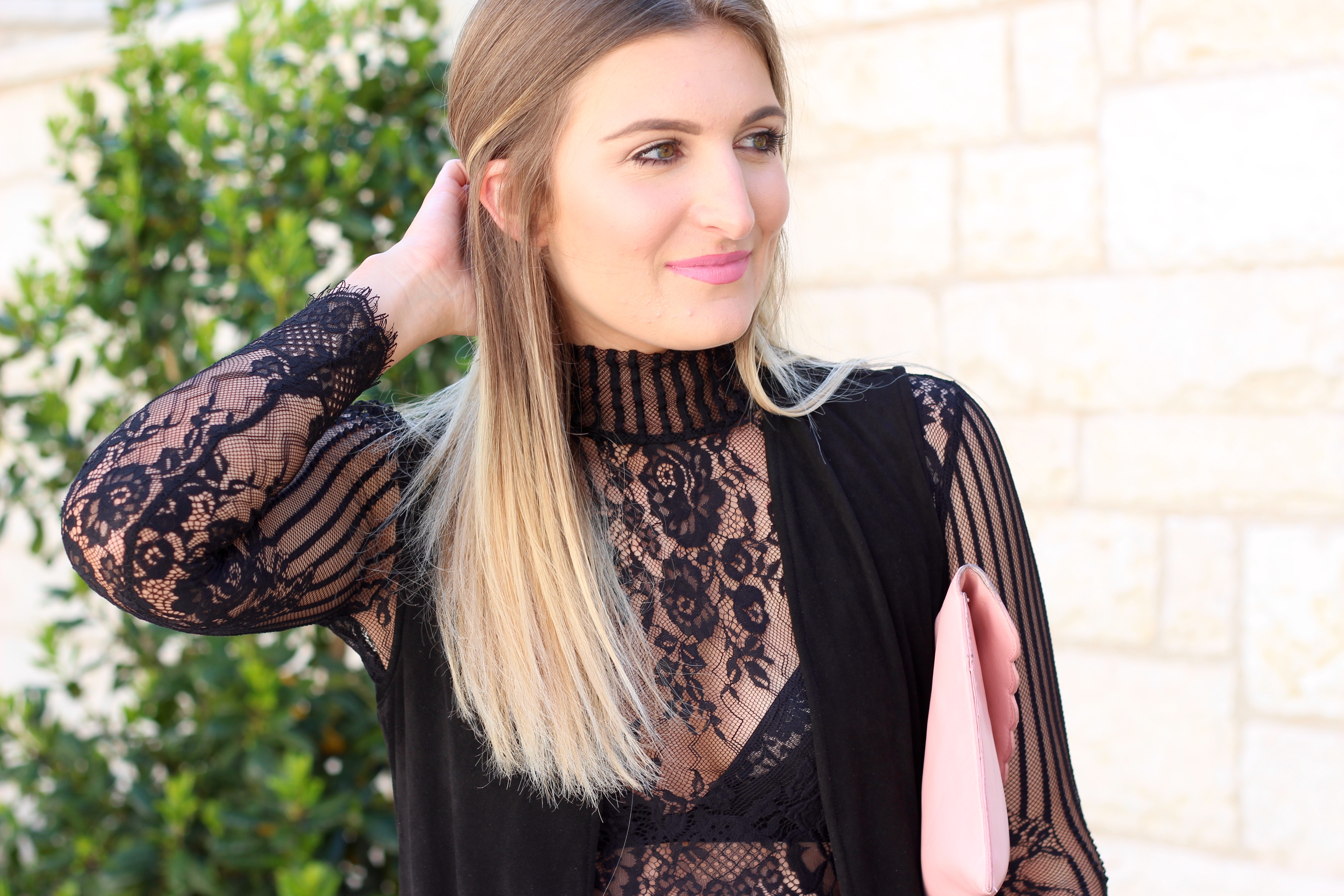 lace crop top details - Lingerie Outfit By Day by popular Texas fashion blogger Audrey Madison Stowe