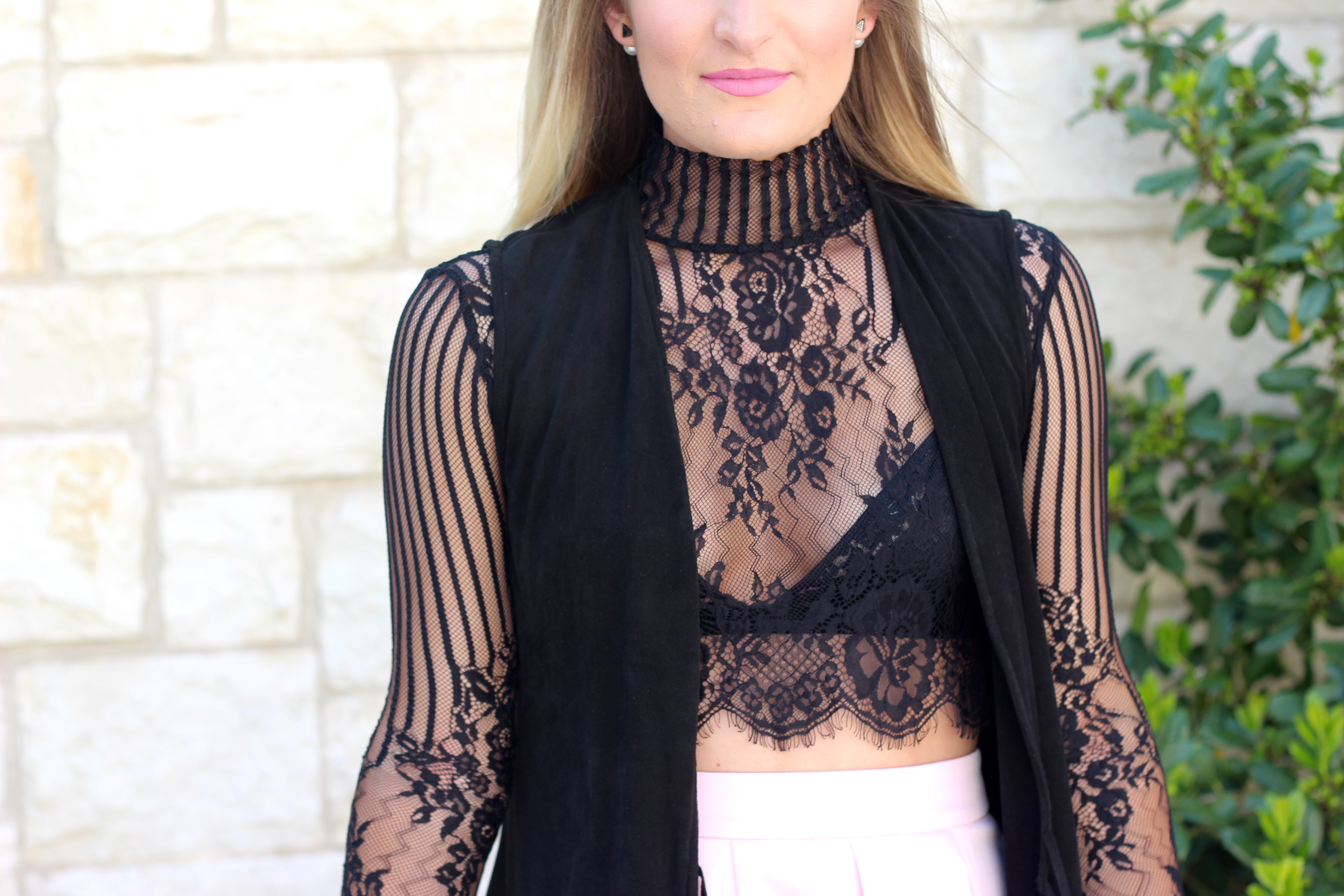 lace crop top detailing from asos - Lingerie Outfit By Day by popular Texas fashion blogger Audrey Madison Stowe
