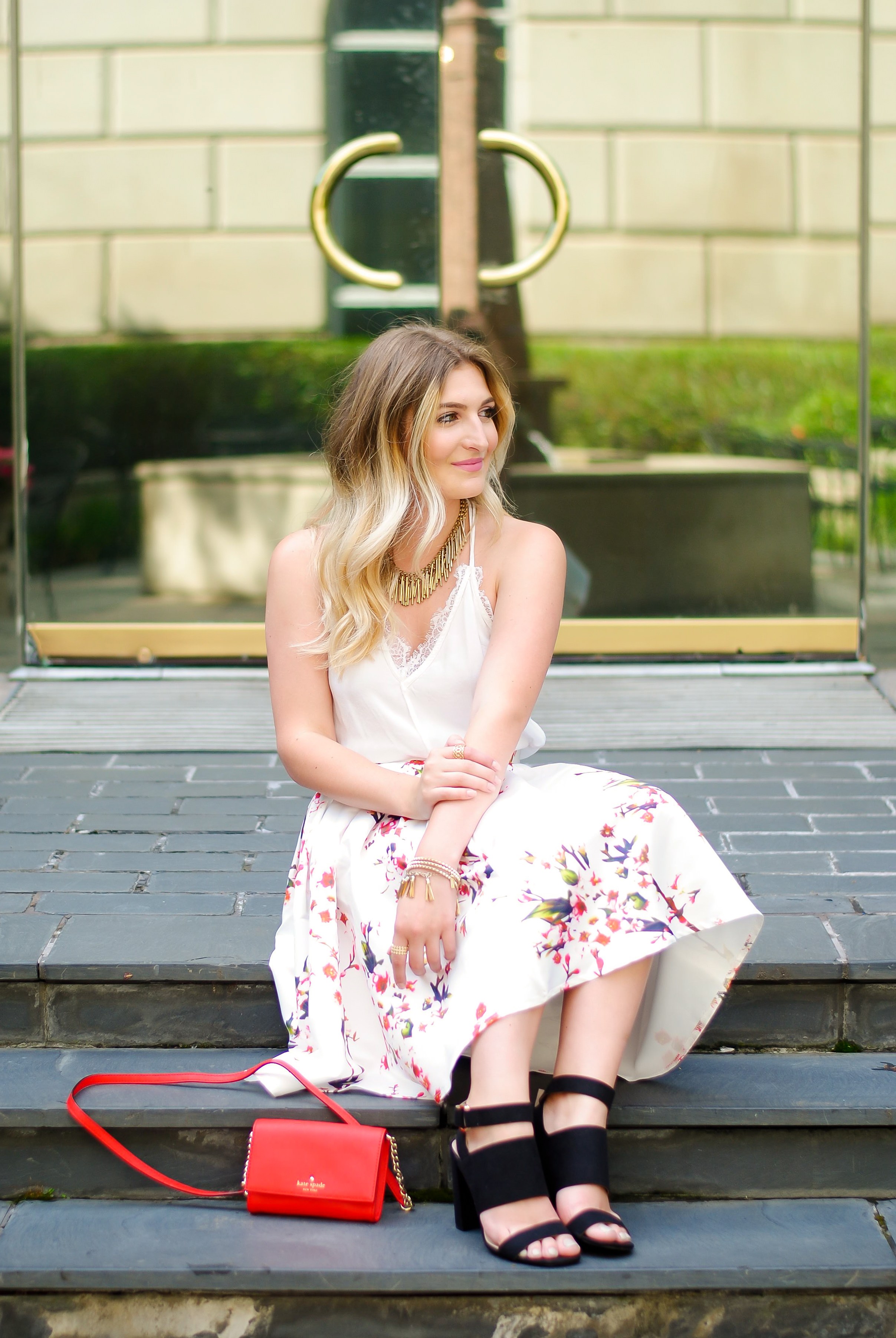 SheIn floral midi skirt look | Audrey Madison Stowe Blog