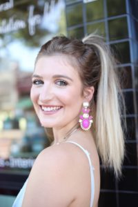 Light Blue Romper & Pink Statement Earrings | AMS Blog