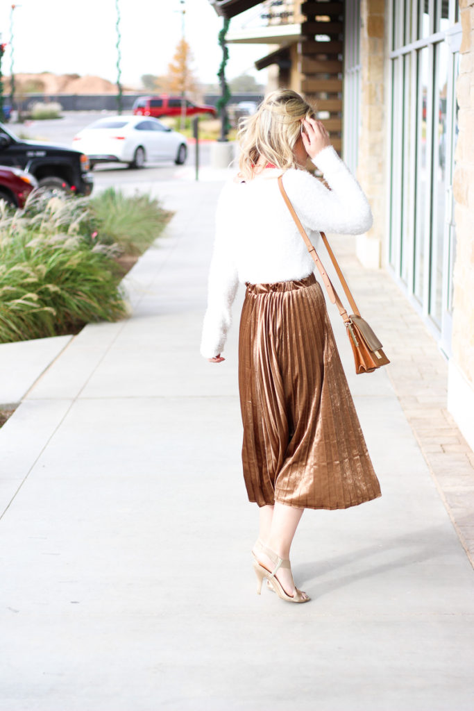 Pleated Skirt + Fuzzy Sweater - Audrey Madison Stowe