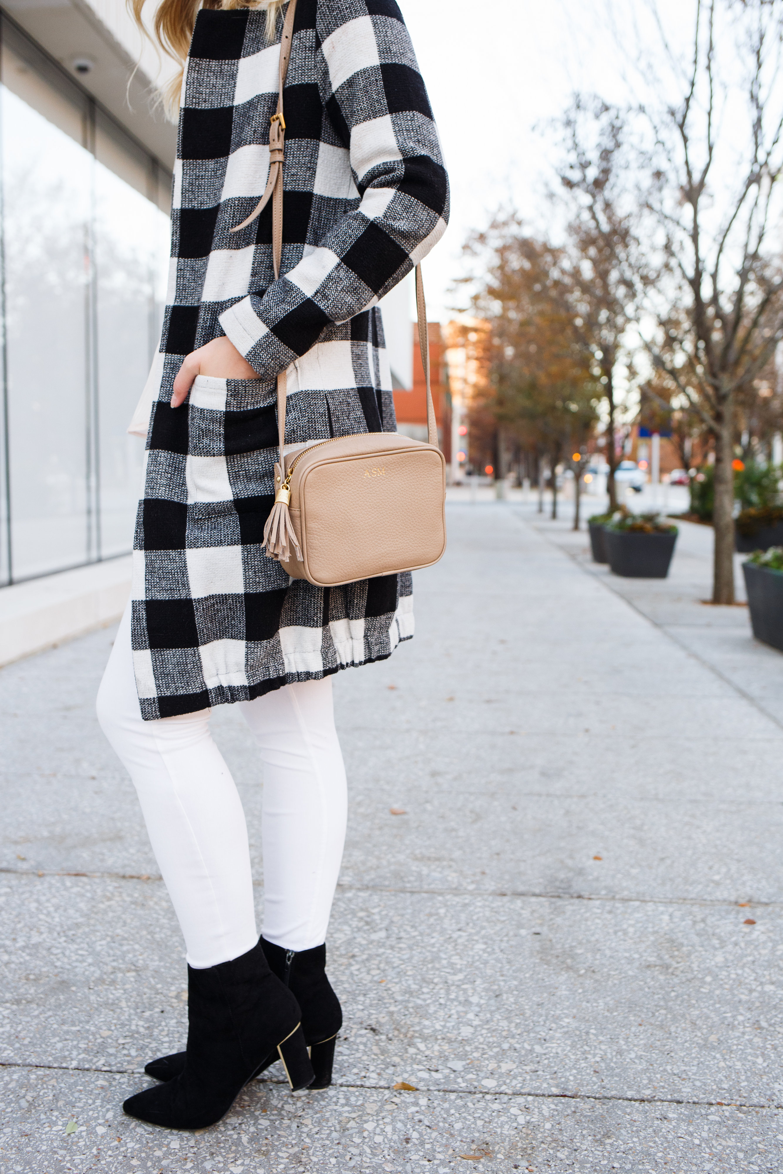 Checkered Winter Coat + Soft Winter Colors | AMS Blog