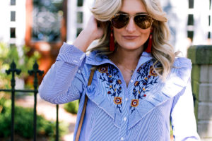 Embroidered Top For Bike Riding in Garden District by lifestyle and fashion blogger Audrey Madison Stowe
