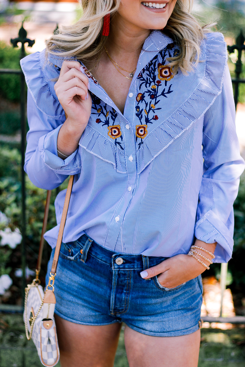 Embroidered Top For Bike Riding in Garden District by lifestyle and fashion blogger Audrey Madison Stowe 