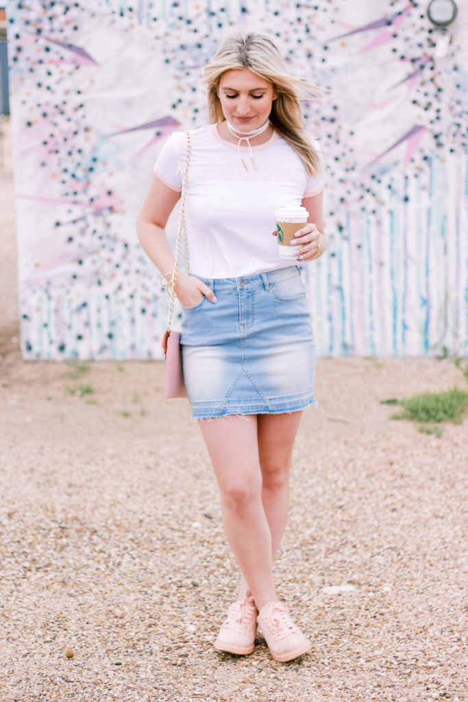 How To Style A Denim Skirt Two Ways - Audrey Madison Stowe