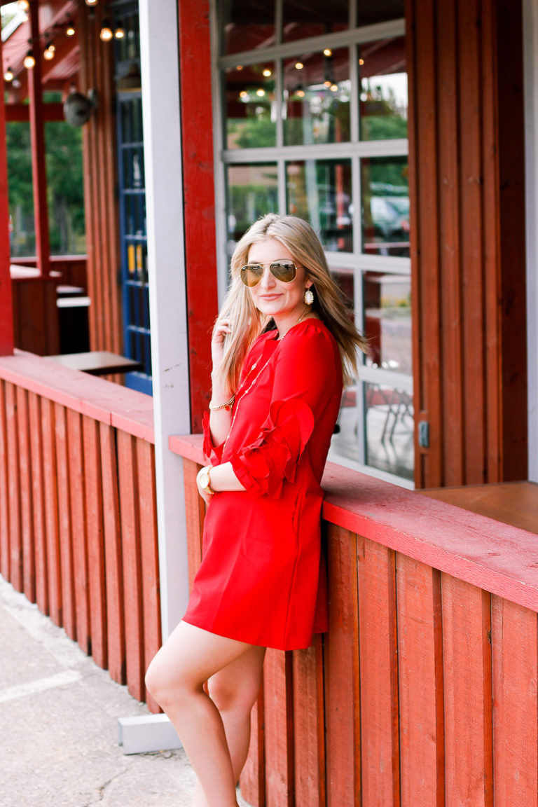 Statement Sleeves + Red Dress - Audrey Madison Stowe