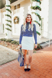 Holiday Inspired looks this season | Simple white skirt | Red Dress boutique | Audrey Madison Stowe a fashion and lifestyle blogger