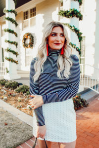 Holiday Inspired looks this season | Simple white skirt | Red Dress boutique | Audrey Madison Stowe a fashion and lifestyle blogger