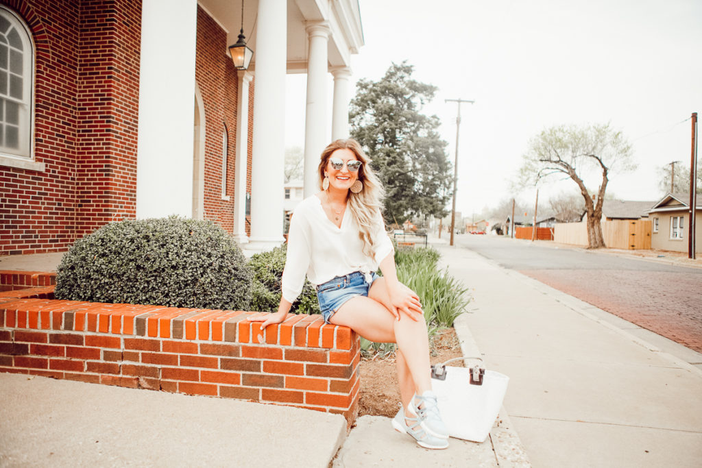 White Blouse + Sporty Flat For Every Day | Audrey Madison Stowe a fashion and lifestyle blogger - White Work Blouse styled by popular Texas fashion blogger Audrey Madison Stowe