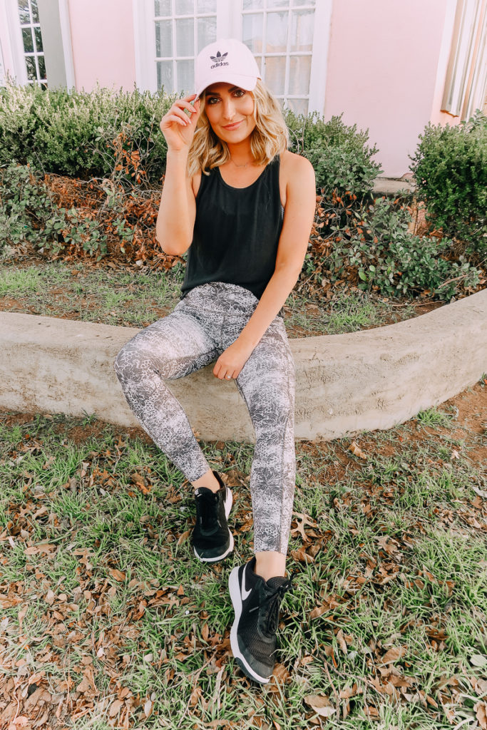 Orangetheory Transformation Challenge featured by top US life and style blogger Audrey Madison Stowe; Image of woman wearing a fun workout outfit.