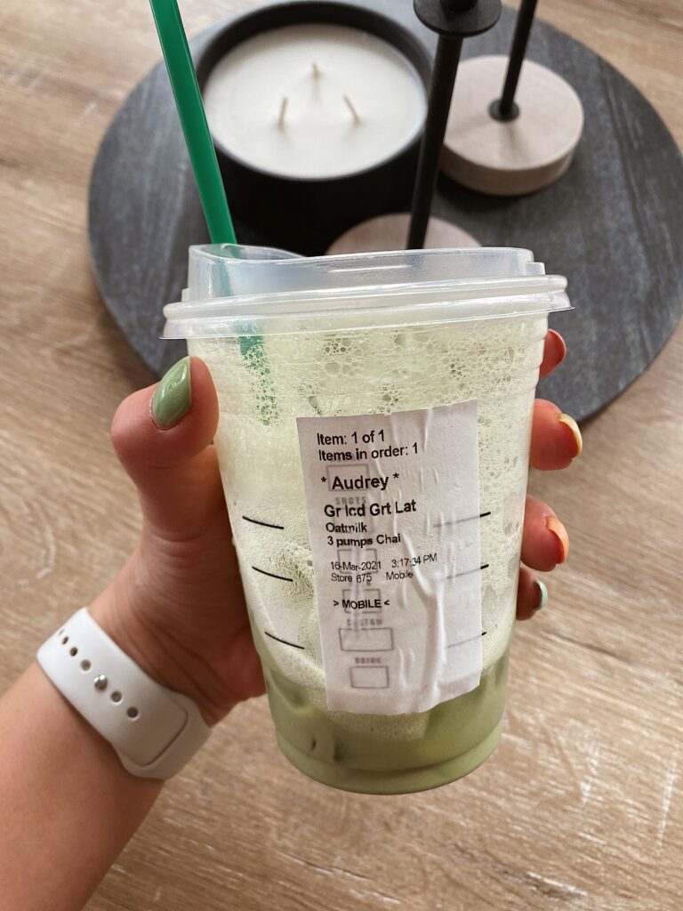 Matcha Green tea + Chai! A New Starbucks drink to try this Spring | Audrey Madison Stowe