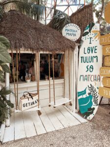 Matcha Mama in Tulum, Mexico | Aesthetic Instagram Spots | Audrey Madison Stowe