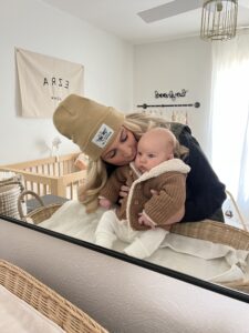 new mom, neutral baby clothes, winter mom and baby fashion