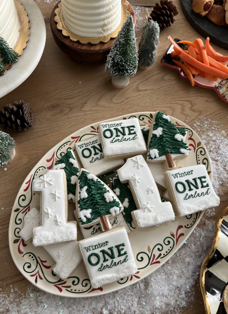 One year old winter birthday party cookies