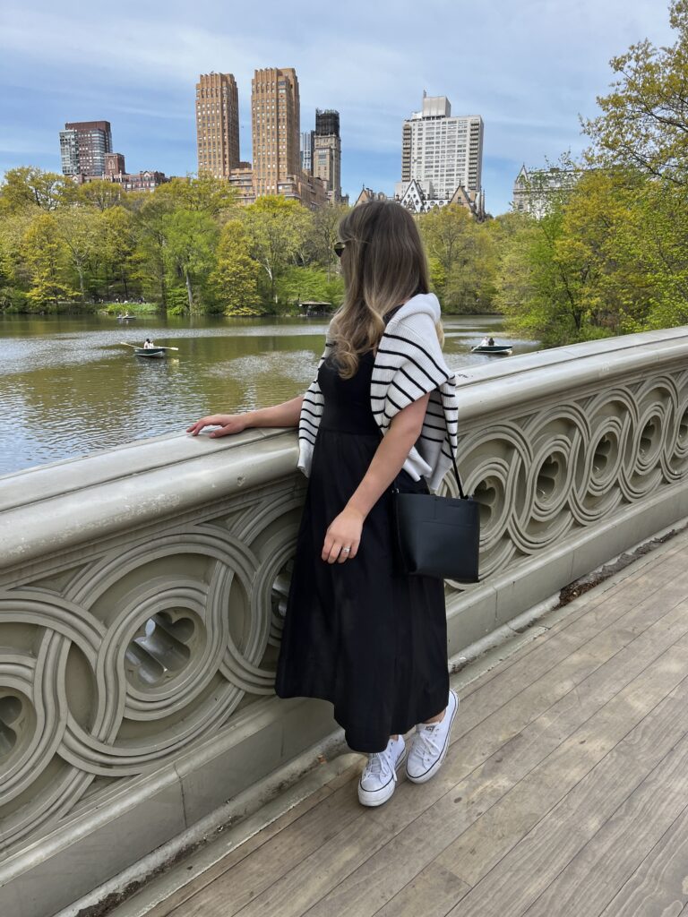 Black midi dress NYC spring style / what to wear in NYC